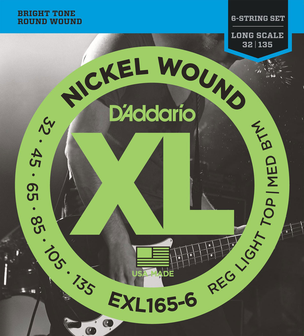 EXL165 vernickelte Saiten lange Mensur Regular Light Top 45-105