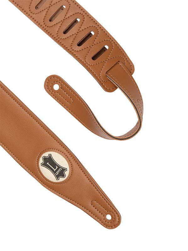 VEGAN LEATHER STRAP WITH LEVY'S LOGO IN HEMP 6,4 CM - TAN
