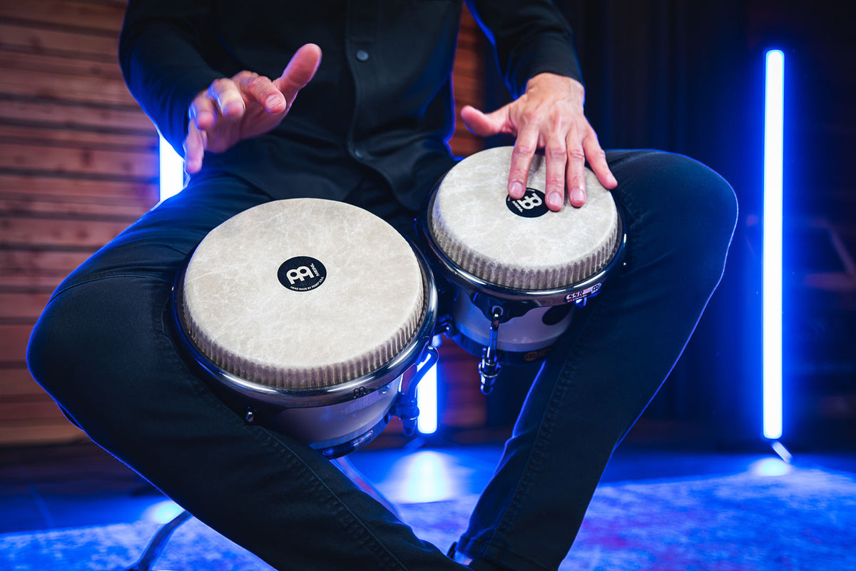 Artist Series Bongo Roberto Serrano REMO® Fiberskyn Heads - 7" & 8 1/2" Pearl White