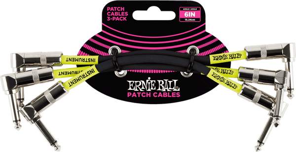 Instrumenten-Patchkabel Packung mit 3 - Abgewinkelt - 15CM Schwarz