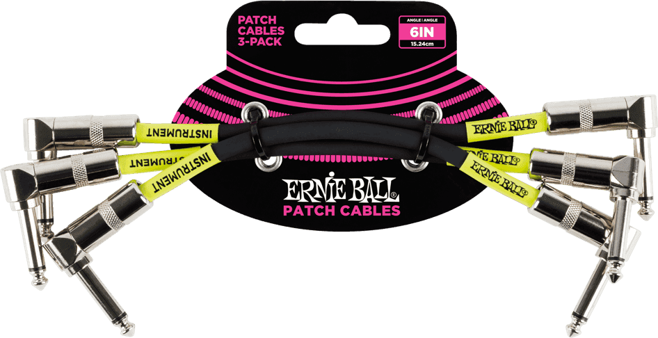 Instrumenten-Patchkabel Packung mit 3 - Abgewinkelt - 15CM Schwarz