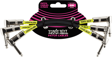 Instrumenten-Patchkabel Packung mit 3 - Abgewinkelt - 15CM Schwarz