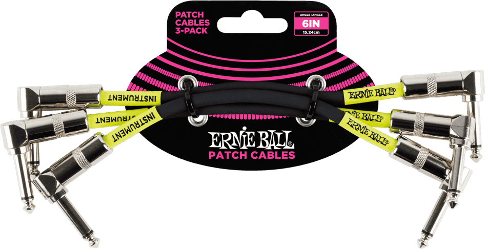 Instrumenten-Patchkabel Packung mit 3 - Abgewinkelt - 15CM Schwarz