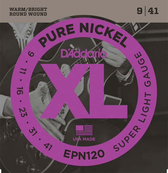 EPN120 PURE NICKEL ELECTRIC GUITAR STRINGS SUPER LIGHT 9-41