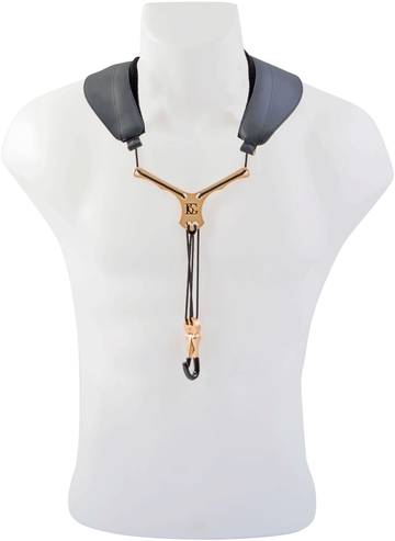 Yoke Zen Nackengurt Schwarz (Größe XL) - Metallkarabiner - Altsaxophon/ Tenorsaxophon