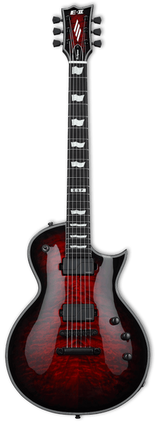 E-II Eclipse Quilted Maple Fluence Durchsichtig Schwarz Kirschrot Sunburst