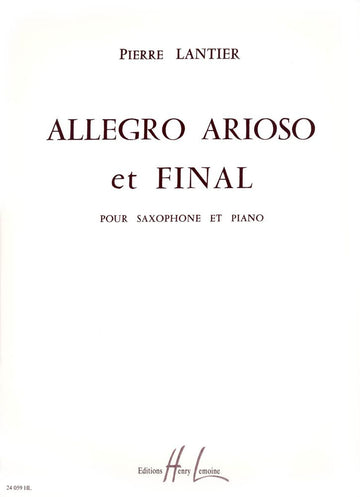 Lier - Allegro,Arioso & Final Sa/Po - Saxophone Et Piano