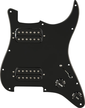 Vorverdrahtetes Strat-Pickguard Quadra Tap HH Schwarz 11-Loch-PG