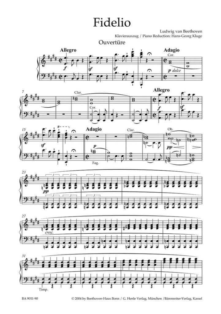 BEETHOVEN LUDWIG VAN - FIDELIO - VOCAL SCORE