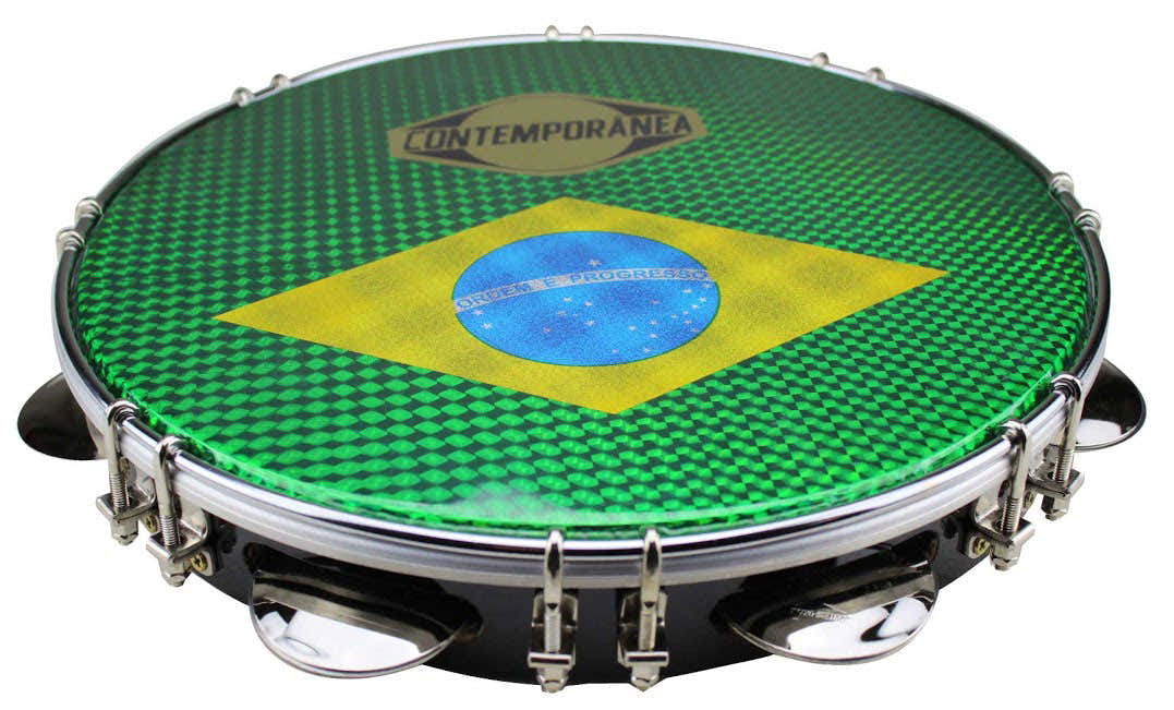 C-PL11-01B - Pandeiro 11" Schwarz - Brasilienflagge