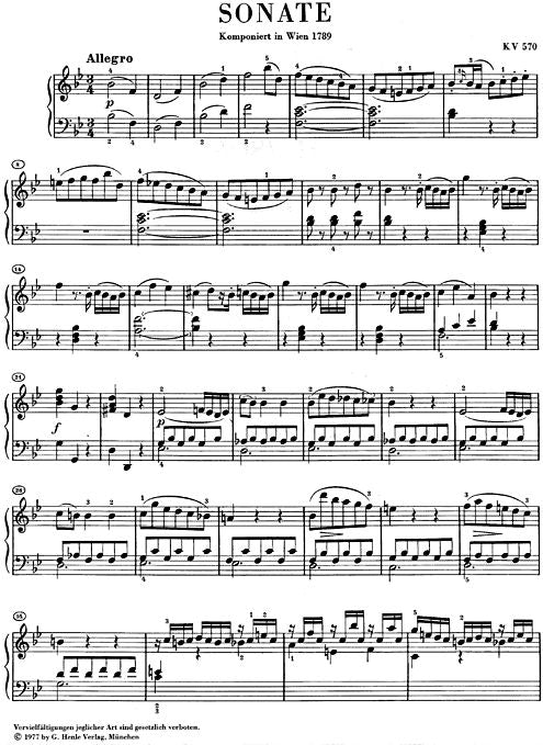 MOZART W.A. - KLAVIERSONATE B-DUR K. 570