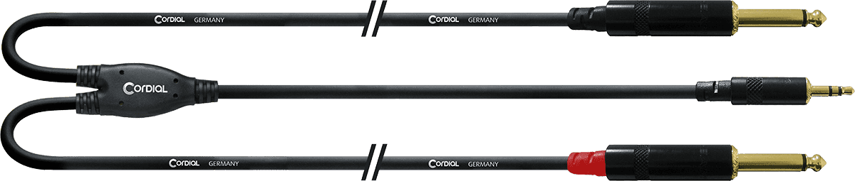 Y-Kabel Splitter Stereo-Mini-Klinke/2 Lange Mono-Klinken 1,5 M