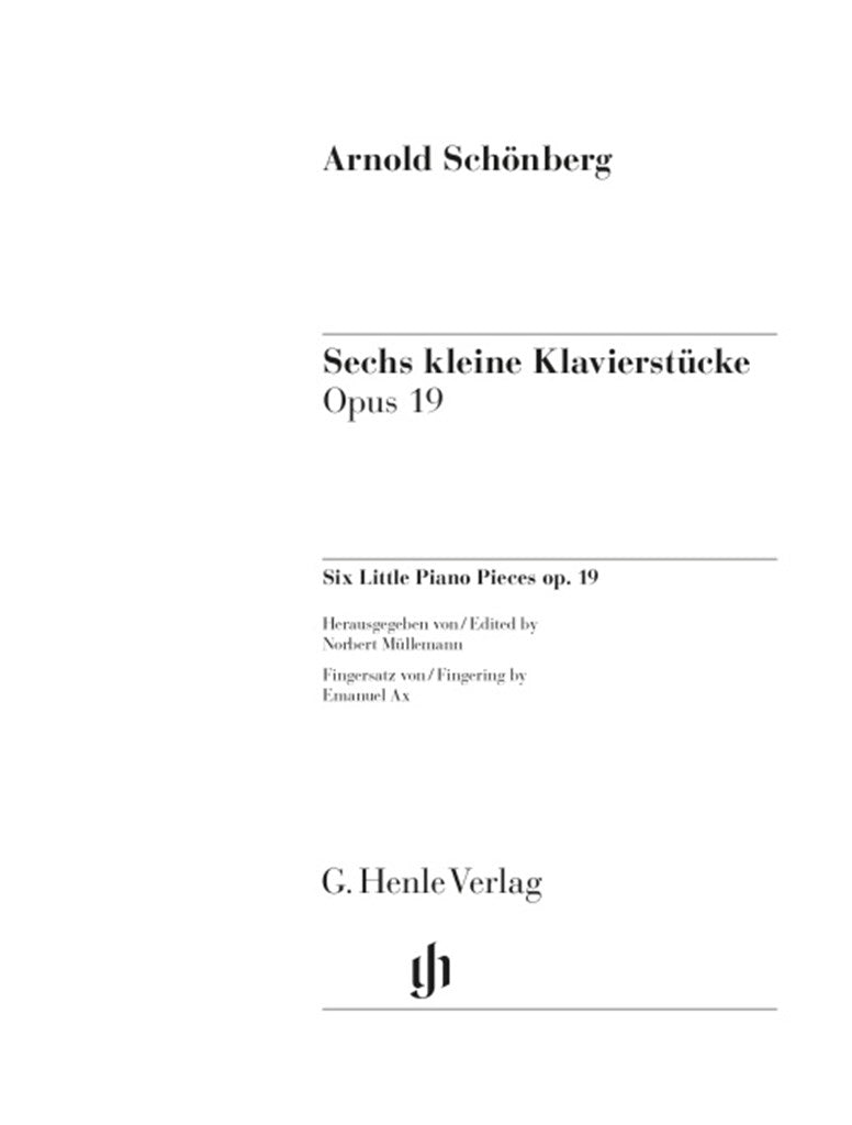 SCHONBERG ARNOLD - SIX LITTLE PIANO PIECES OP.19