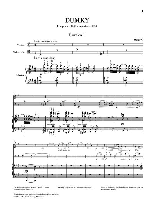 Dvorak A. - Dumky – Trio For Piano Violin And Violoncello Op. 9