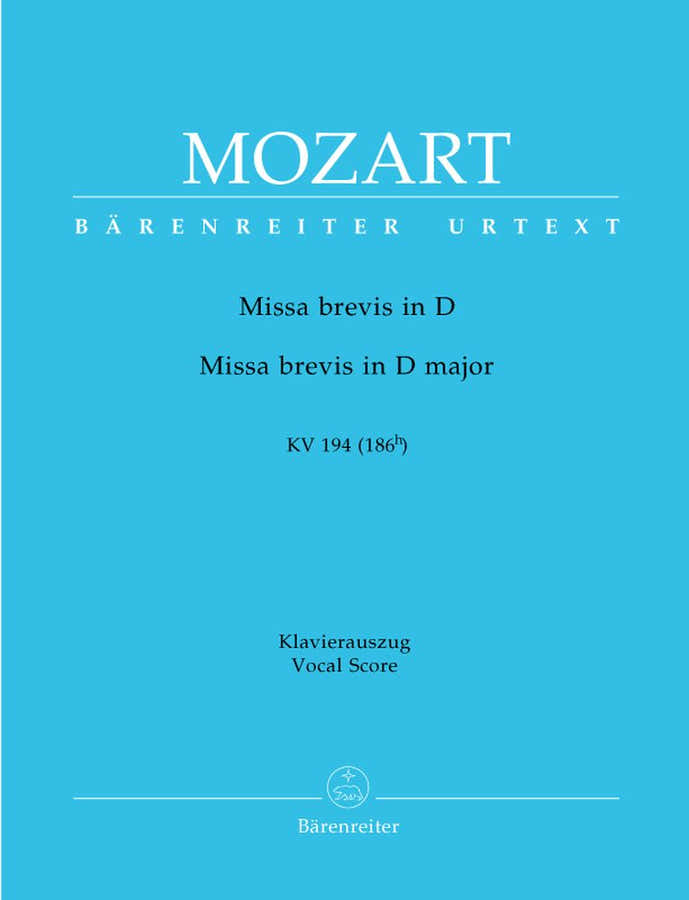 MOZART W.A. - MISSA BREVIS IN D MAJOR KV 194 - REDUCTION CHANT PIANO