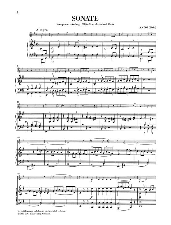 Mozart W.a. - Violinsonate e-Moll K. 304 (300C)