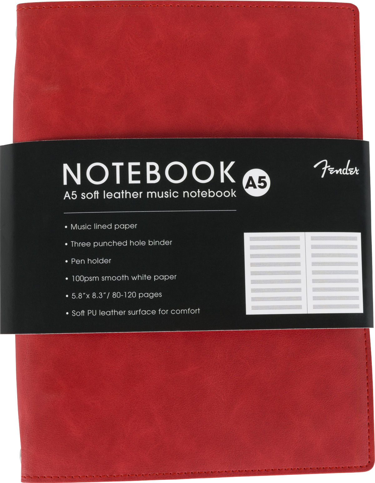 Fender Vegan Leather Music Note Book Dakota Red