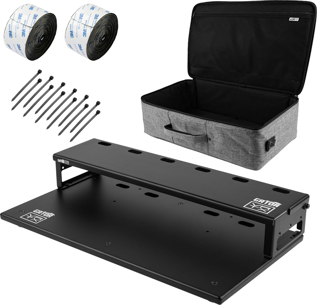 Zip-ties, double-sided tape, and clips pack