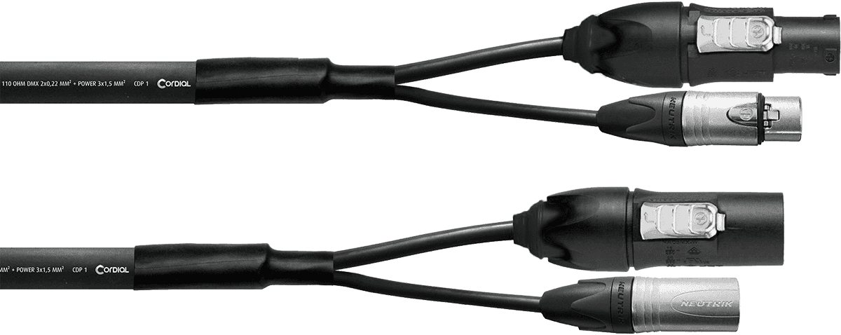 Hybridkabel XLR 5 Punkte + Powercon 2,5 mm True1 - 5M