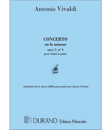 Vivaldi A. - Concerto Op 3 N 6 En La M - Violon et Piano
