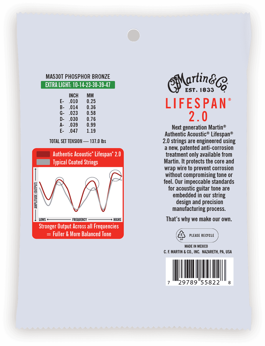 MA530T AUTHENTIC TREATED EXTRA LIGHT 92/8 PHOSPHOR BRONZE EX. LIGHT 10-14-23-30-39-47