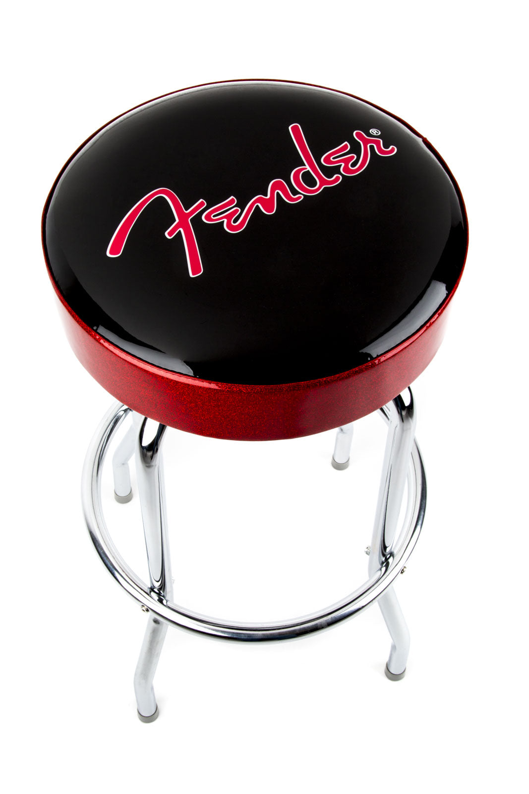 Red Sparkle Logo Barstool Black Red Sparkle-Chrome 30"