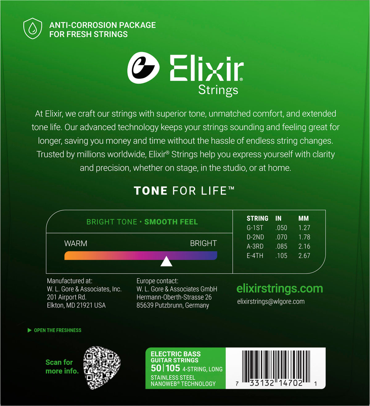NANOWEB STAINLESS STEEL ELECTRIC BASS STRINGS MEDIUM SET 50-70-85-105
