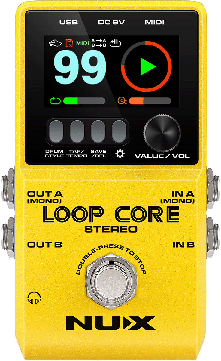 LOOPER-PEDAL MIT 50 DRUM-PATTERNS 99 SPEICHERPLÄTZEN UND CAB-SIMULATION
