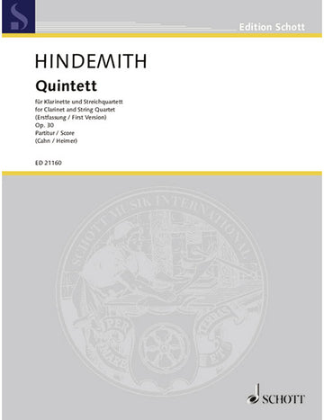 HINDEMITH P. - QUINTETTE OP.30 (PREMIERE VERSION)