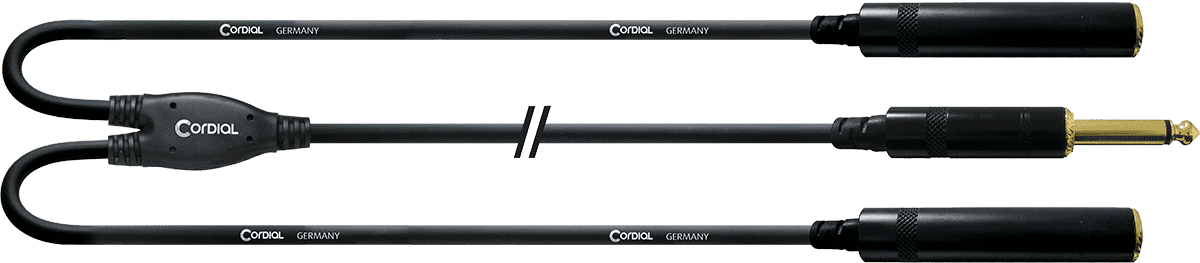 Y-Kabel Verlängerung Mono-Klinkenstecker/2 Mono-Klinkenbuchsen 30 CM