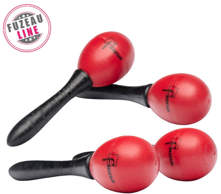 2 Paar Maracas aus rotem und schwarzem Kunststoff mit Klang