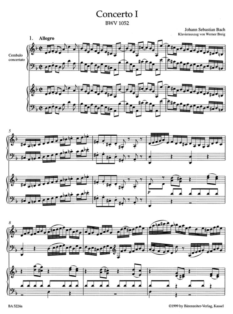 Bach J.S. - Concerto N°1 En Re Mineur BWV 1052 - Cembalo