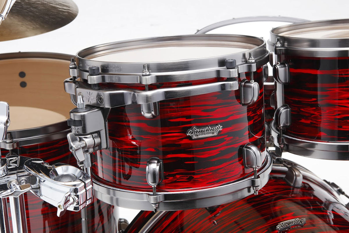 STARCLASSIC MAPLE STAGE 22 DRUM KIT SMOKED BLACK NICKEL SHELL HARDWARE RED OYSTER