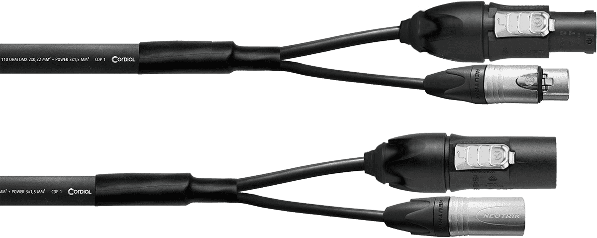 Hybrid XLR 5 Pins + Powercon 2,5 mm True1 - 1.5M