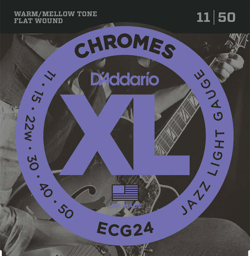 ECG24 CHROMES FLAT WOUND ELECTRIC GUITAR STRINGS JAZZ LIGHT 11-50