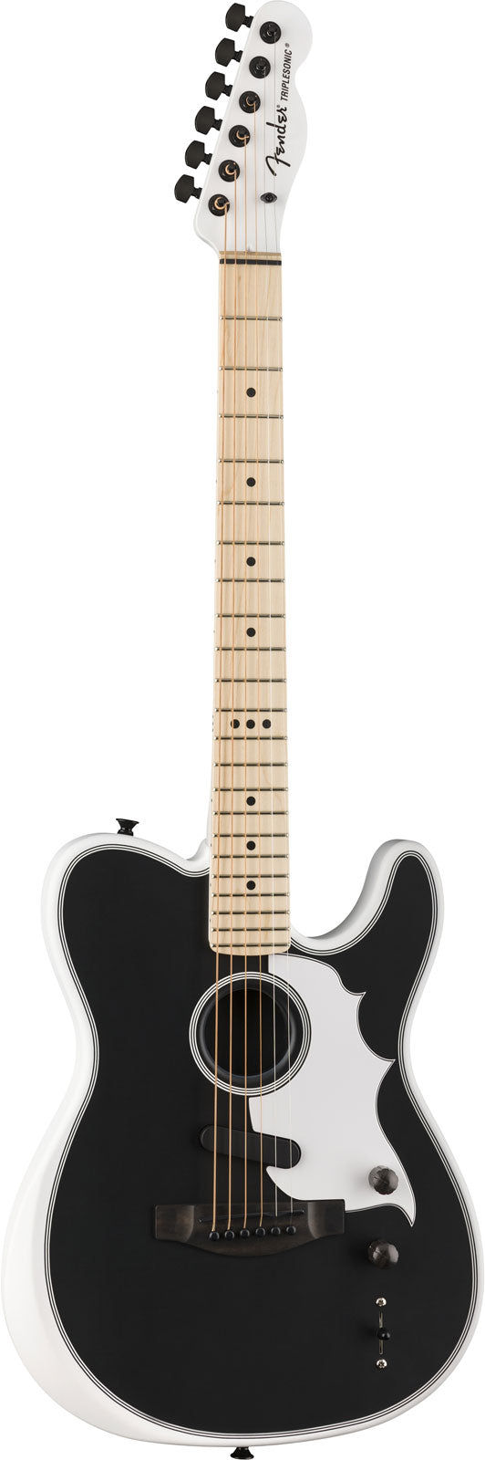 Telecaster Acoustasonic Triplesonic Signature Jack White LTD MN Satin-Arktisweiß mit schwarzer Decke