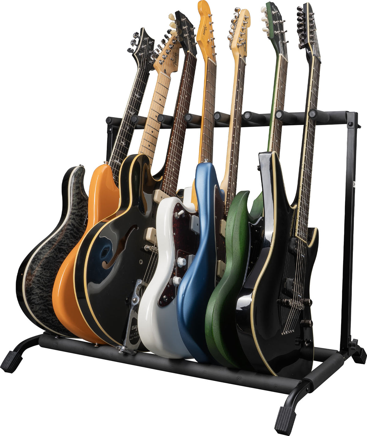Klapp- und ausziehbares Rack für 7 Gitarren