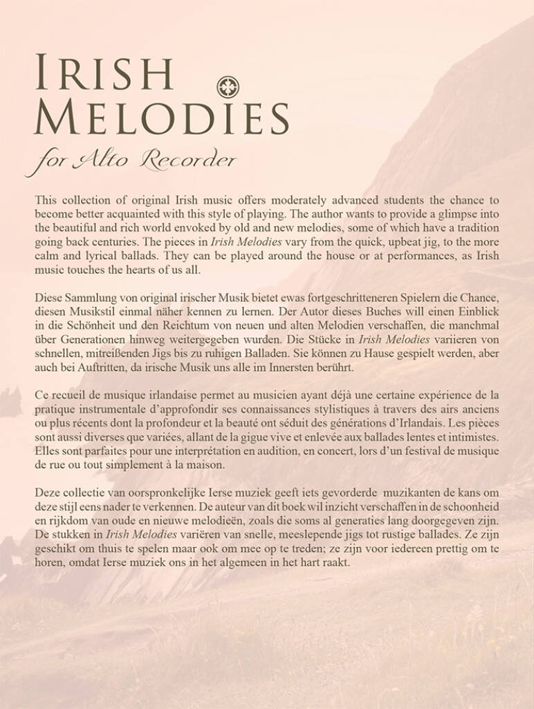 Irish Melodies Flûte A Bec Alto - Johow
