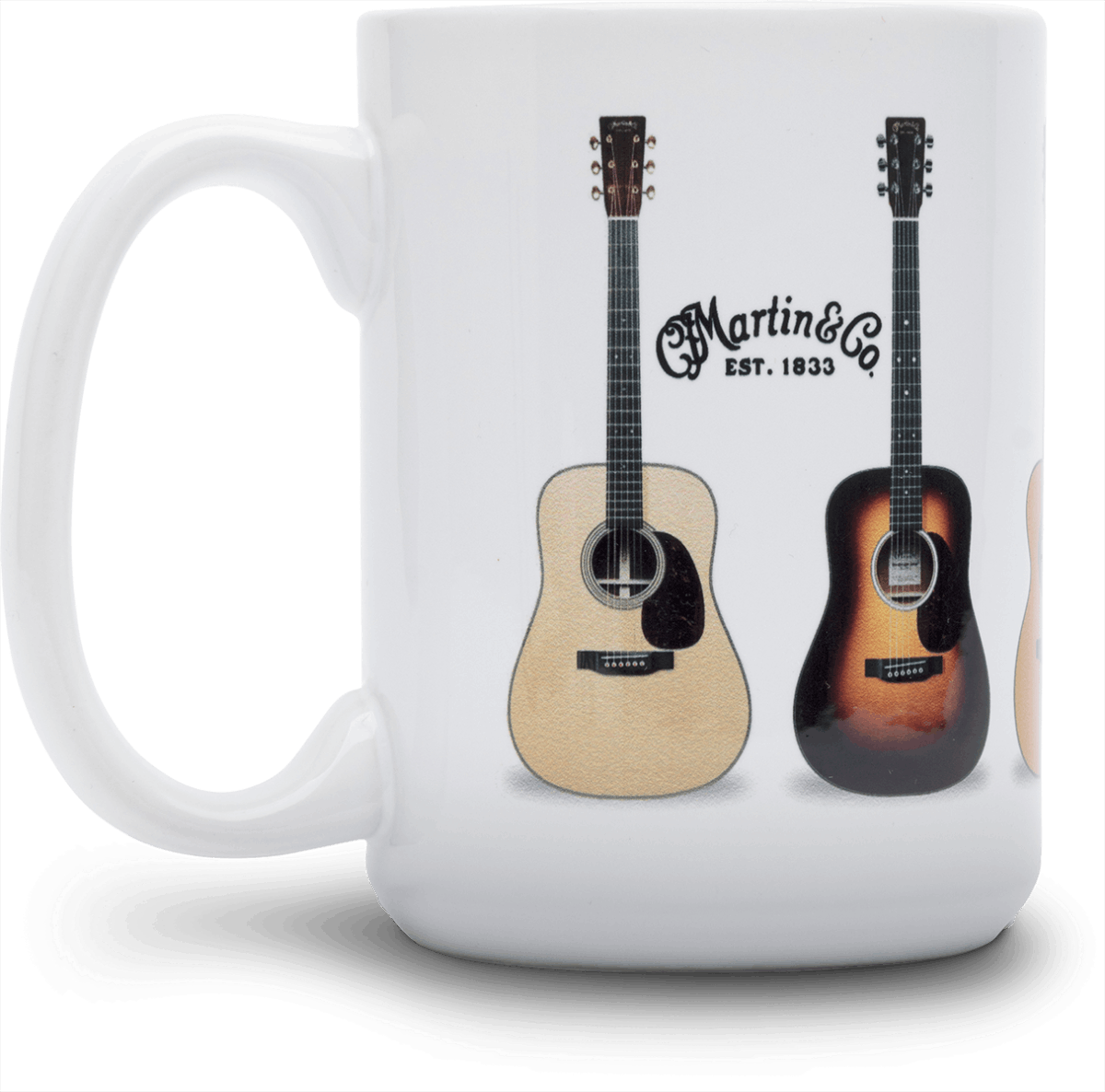 Weiße Keramiktasse mit Gitarren