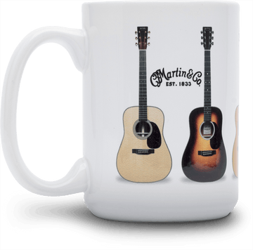 Weiße Keramiktasse mit Gitarren