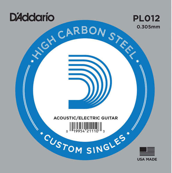 D'ADDARIO PL012 PLAIN STEEL GUITAR SINGLE STRING .012