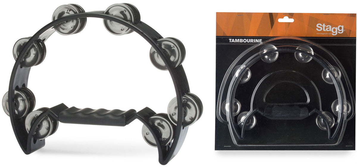 CUTAWAY TAMBOURINE 16 JINGLES BLACK