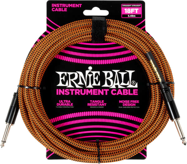 Ernie Ball Geflochtene Hülle 5,5m Orange und Schwarz