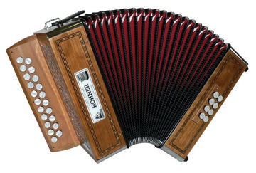 DIATONISCHES AKKORDEON HOHNER MORGAN II TASTEN IN G/C -NATURHOLZSORTIMENT INKLUSIVE TASCHE
