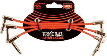 CABLES INSTRUMENT PATCH PACK OF 3 - THIN & FLAT ELBOW - 15 CM - RED