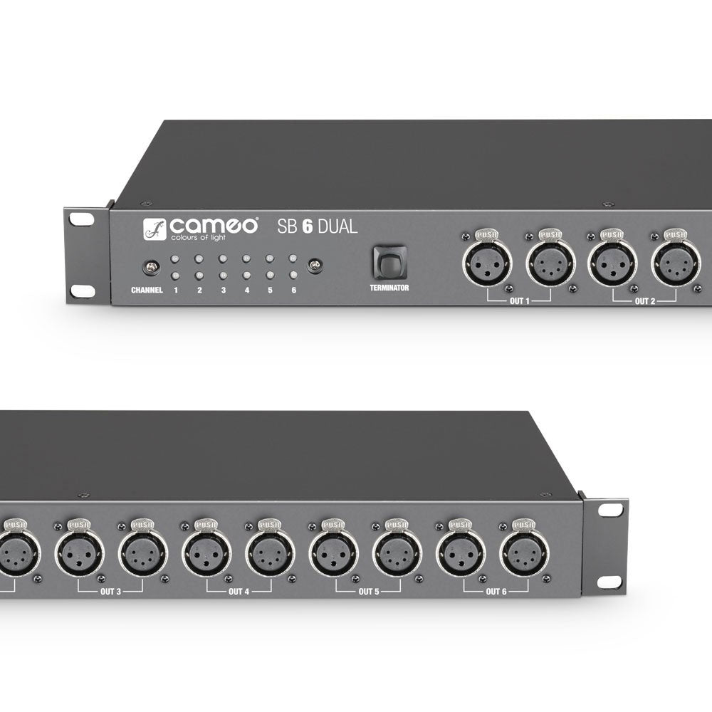 SB 6 DUAL - DMX-SPLITTER-BOOSTER mit 6 KANLEN (3-PUNKT-XLR UND 5-PUNKT-XLR)
