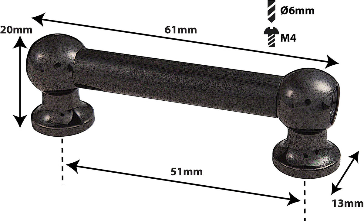 TL12D51-BK - TUBE LUG BLACK - 51MM - DOUBLE ENDED (X1)