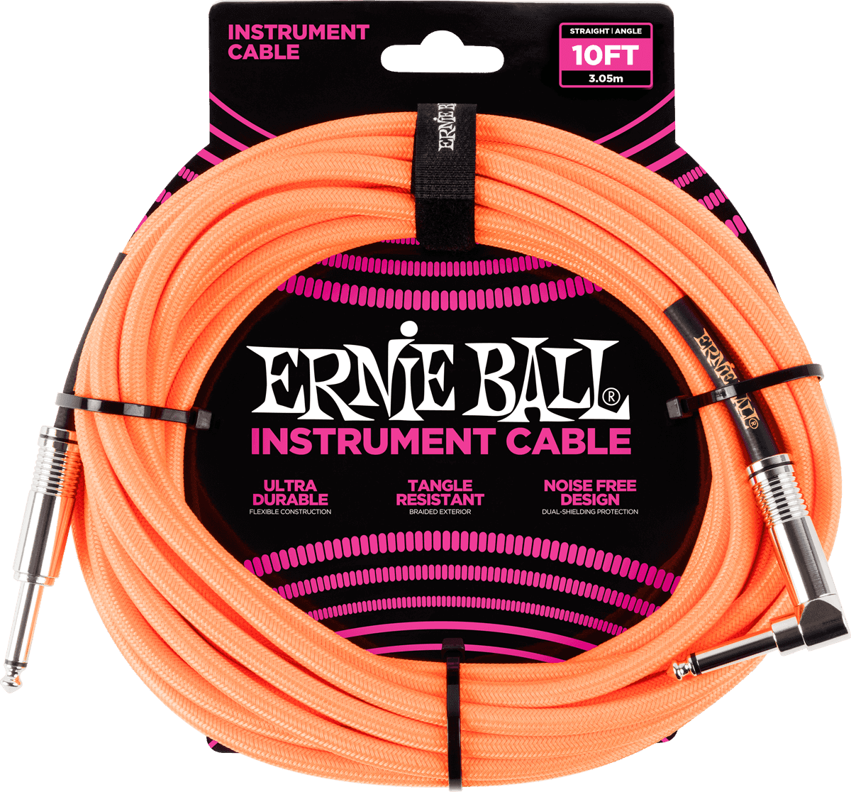 Instrumentenkabel Geflochtener Mantel Jack/jack Gewinkelt 3M Orange