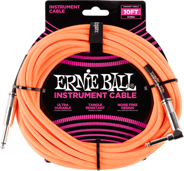 Instrumentenkabel Geflochtener Mantel Jack/jack Gewinkelt 3M Orange