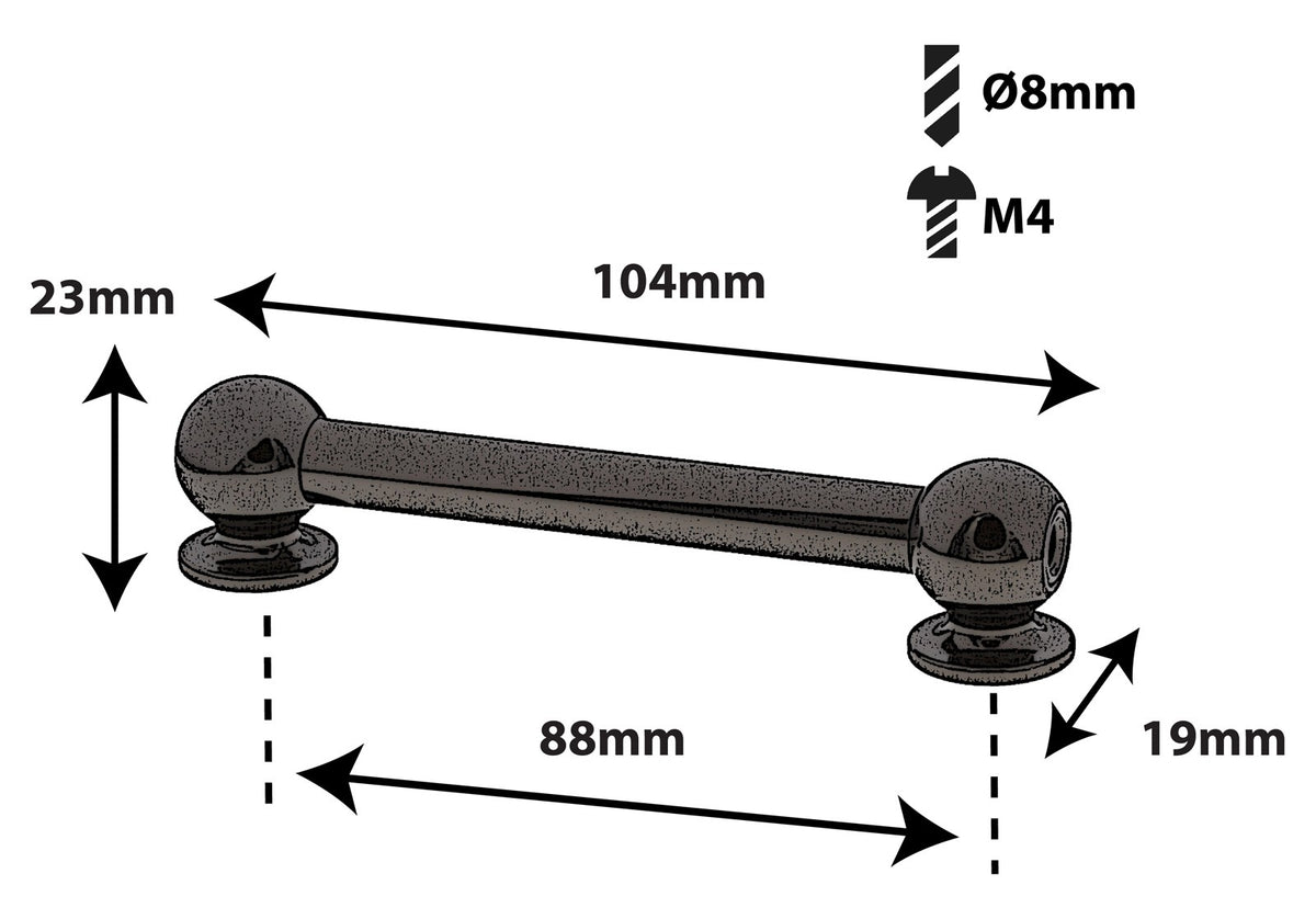 TL13D88-BK TUBE LUG BLACK 88MM DOUBLE ENDED X1